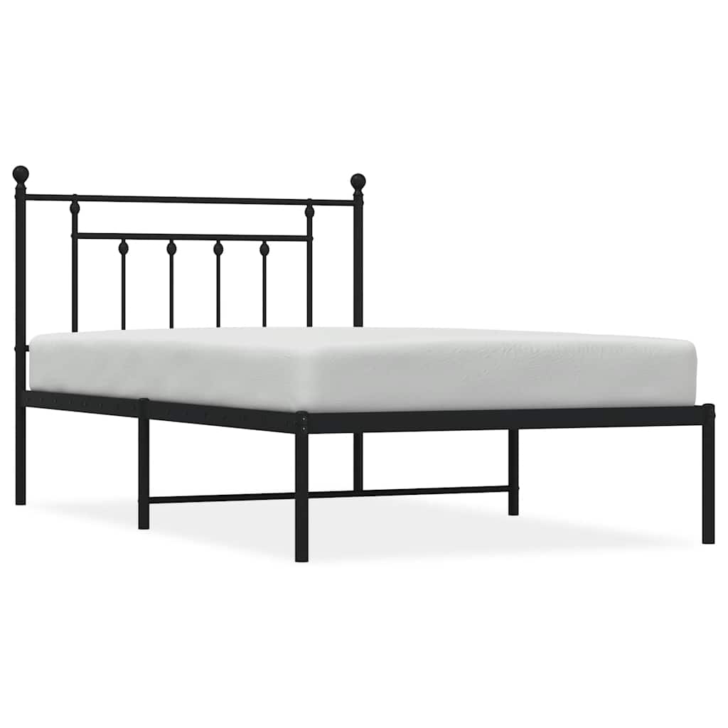 vidaXL Kovový rám postele s čelem černý 100 x 200 cm