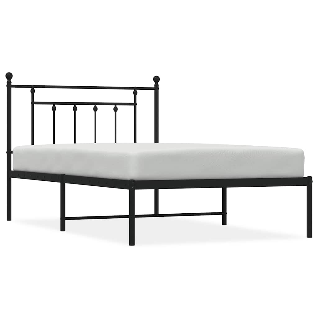 vidaXL Kovový rám postele s čelem černý 100 x 200 cm