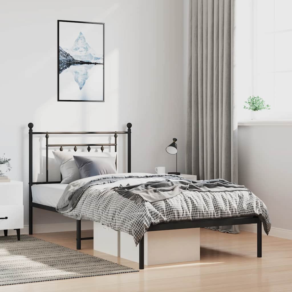 vidaXL Bettgestell mit Kopfteil Metall Schwarz 100x200 cm