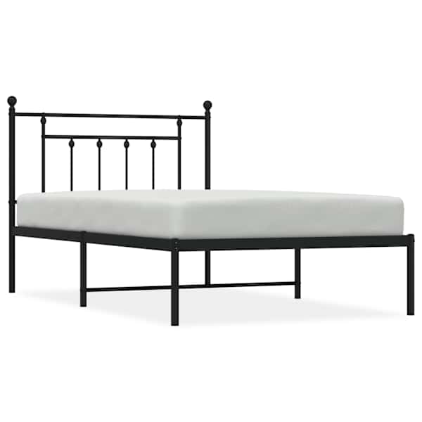 vidaXL metallist voodiraam peatsiga, must, 107 x 203 cm