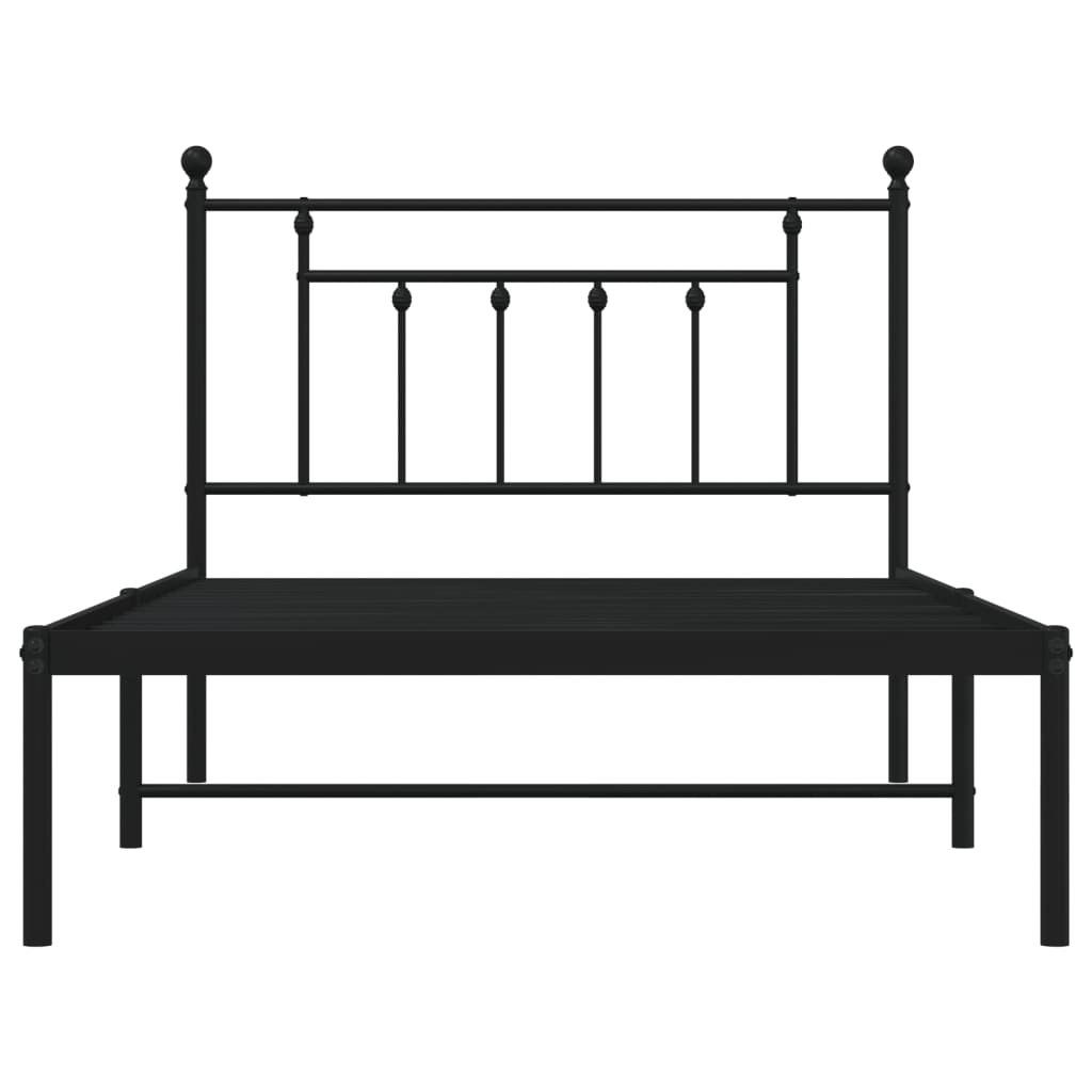 vidaXL Bedframe met hoofdbord metaal zwart 107x203 cm afbeelding