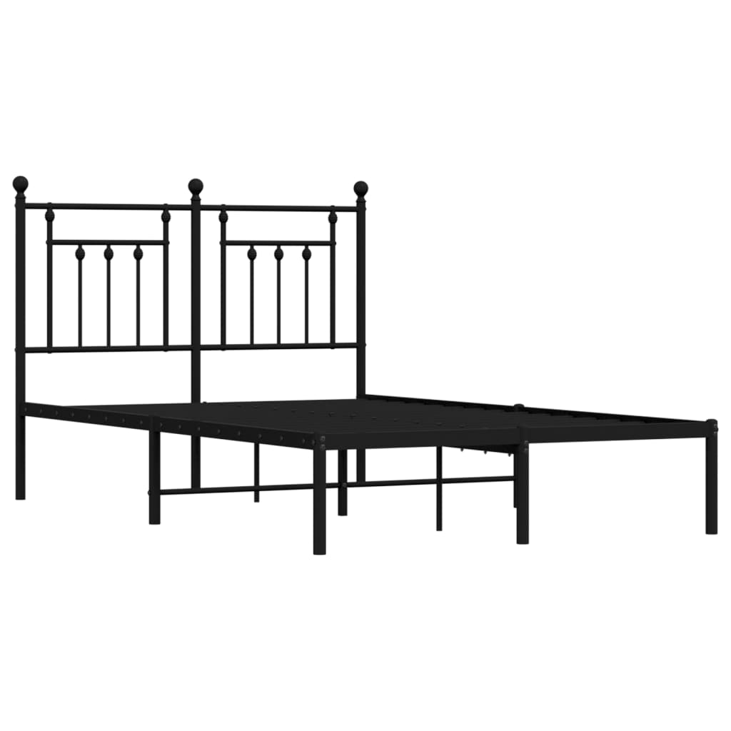 vidaXL Bedframe met hoofdbord metaal zwart 120x190 cm afbeelding