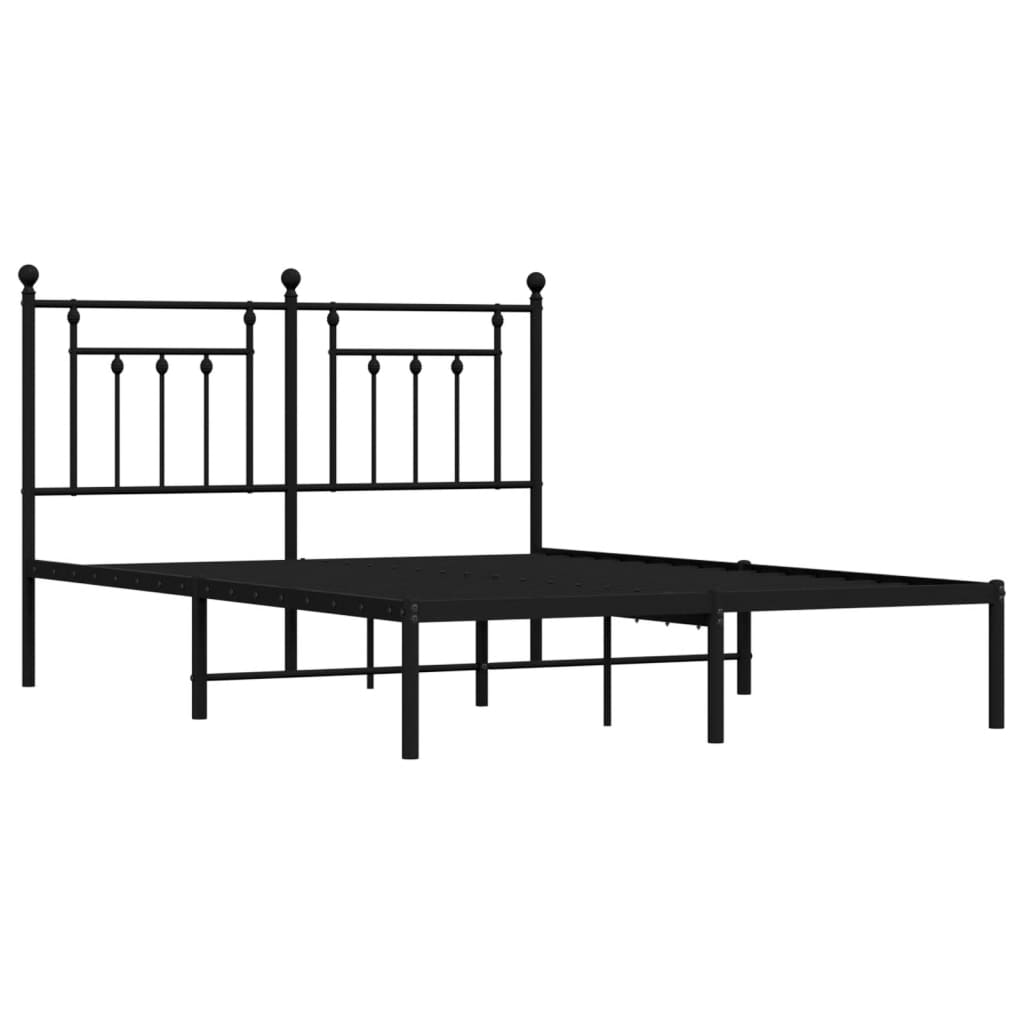 vidaXL Bedframe met hoofdbord metaal zwart 140x190 cm afbeelding