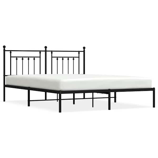 vidaXL metallist voodiraam peatsiga, must, 180 x 200 cm