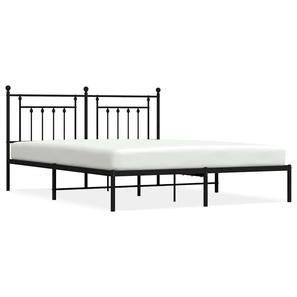 vidaXL Kovový rám postele s čelem černý 183 x 213 cm