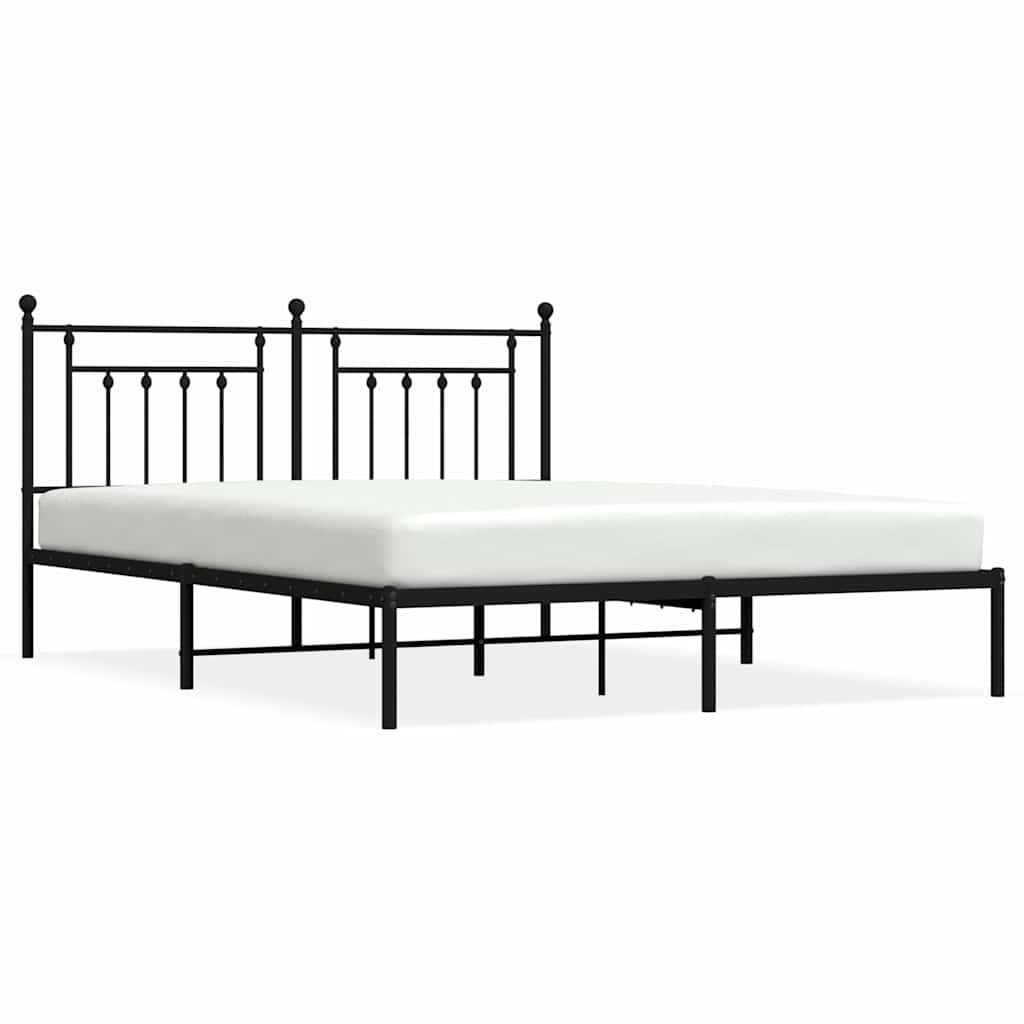 vidaXL Bedframe met hoofdbord metaal zwart 183x213 cm, foto 3