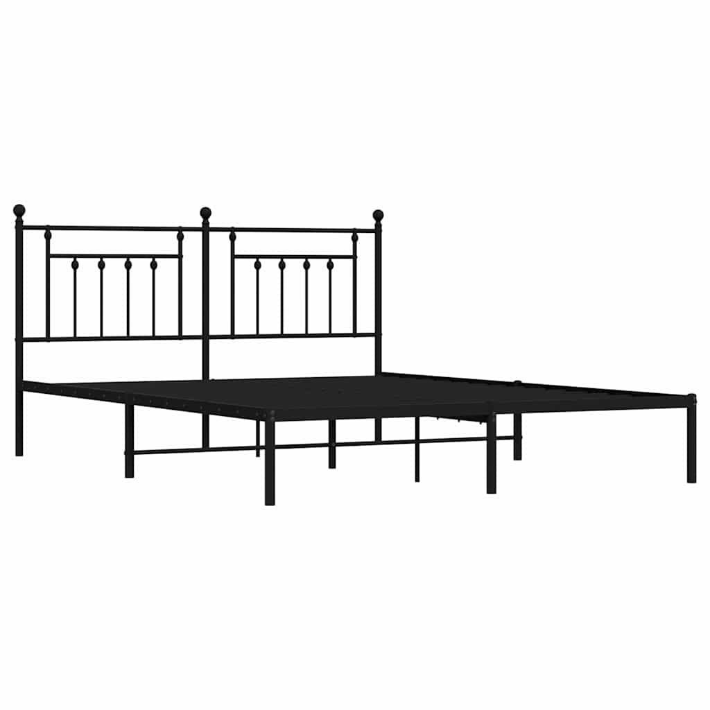 vidaXL Bedframe met hoofdbord metaal zwart 183x213 cm, foto 4