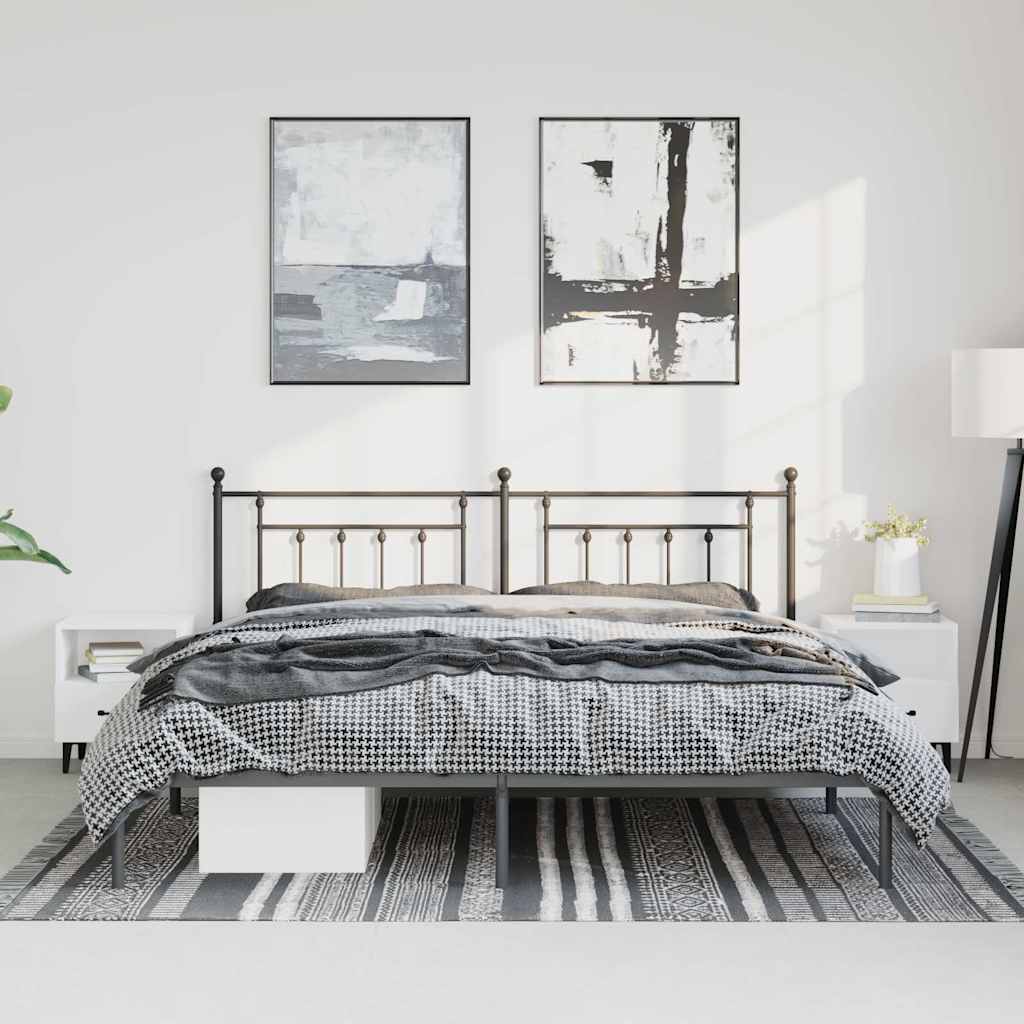 vidaXL Bedframe met hoofdbord metaal zwart 183x213 cm, foto 2