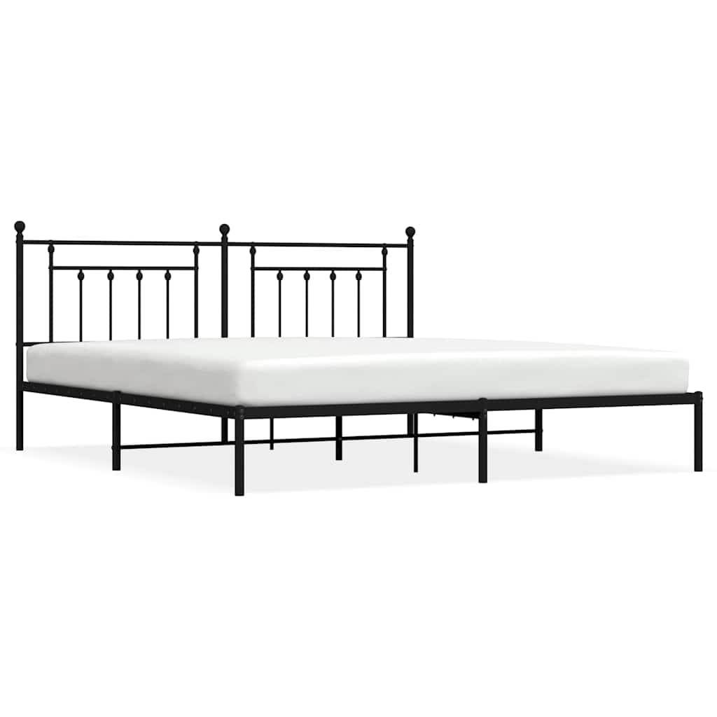 vidaXL Bedframe met hoofdbord metaal zwart 193x203 cm, foto 3
