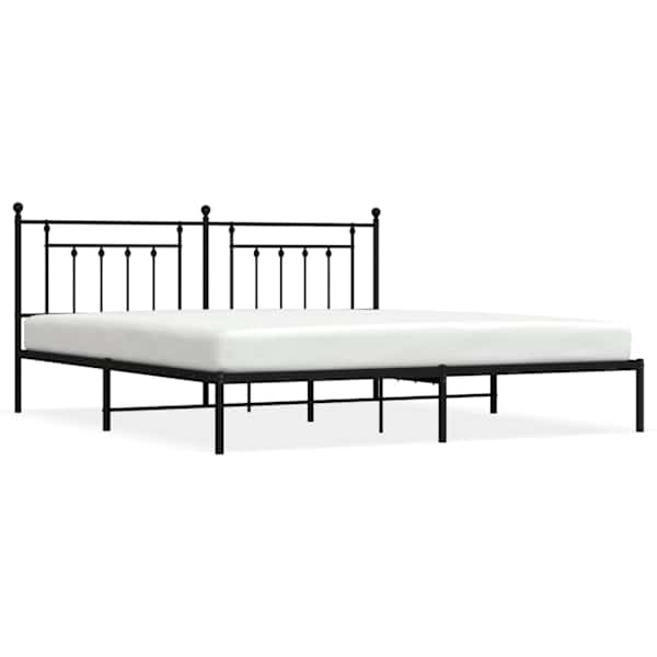 vidaXL metallist voodiraam peatsiga, must, 200x200 cm