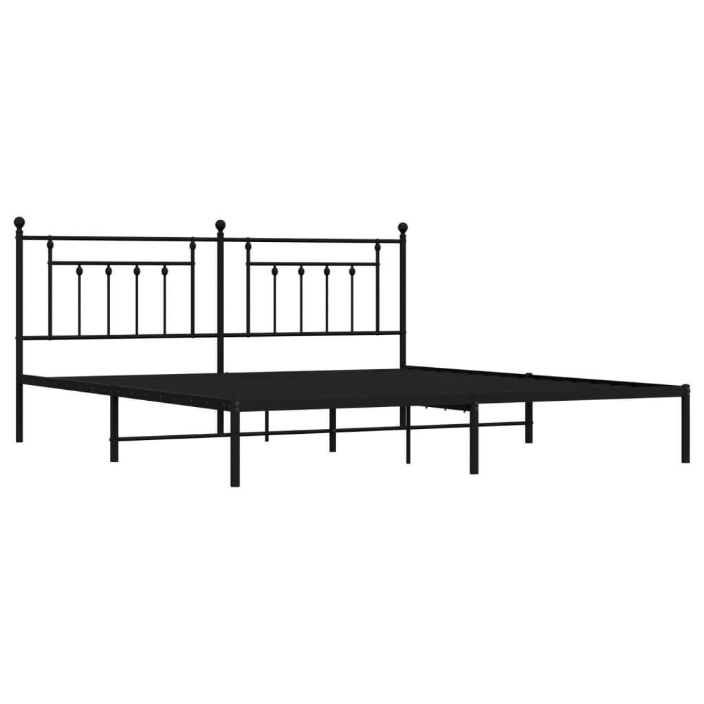 vidaXL Metallinen sängynrunko päädyllä musta 200x200 cm