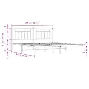 Kovový rám postele s čelem černý 200 x 200 cm - obrázek 10