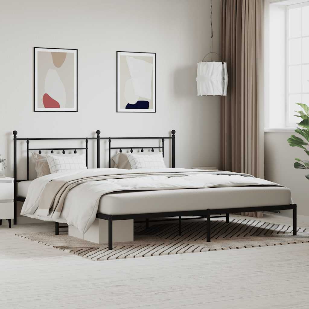 vidaXL Metallinen sängynrunko päädyllä musta 200x200 cm