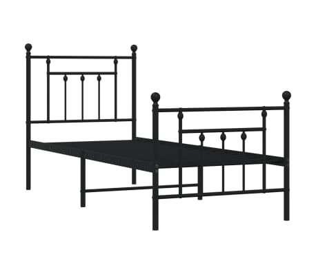 vidaXL Cadru pat metalic cu tăblii de cap/picioare, negru, 75x190 cm
