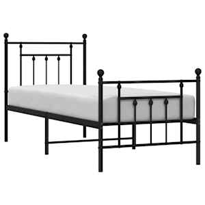 Kovový rám postele s hlavovým a nožním čelem černý 75 x 190 cm - obrázek 5