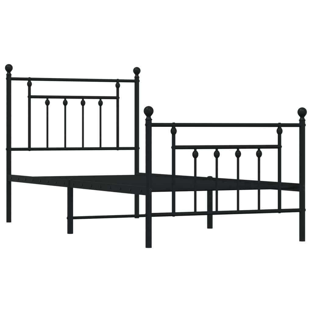vidaXL Bedframe met hoofd- en voeteneinde metaal zwart 90x190 cm afbeelding