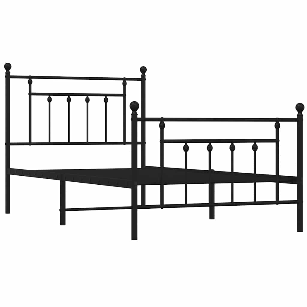 vidaXL Bedframe met hoofd- en voeteneinde metaal zwart 100x190 cm afbeelding