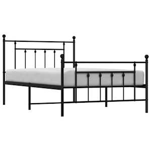 Kovový rám postele s hlavovým a nožním čelem černý 107 x 203 cm - obrázek 5