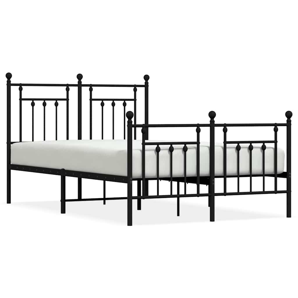 VidaXL Bedframe Met Hoofd- En Voeteneinde Metaal Zwart 135x190 Cm