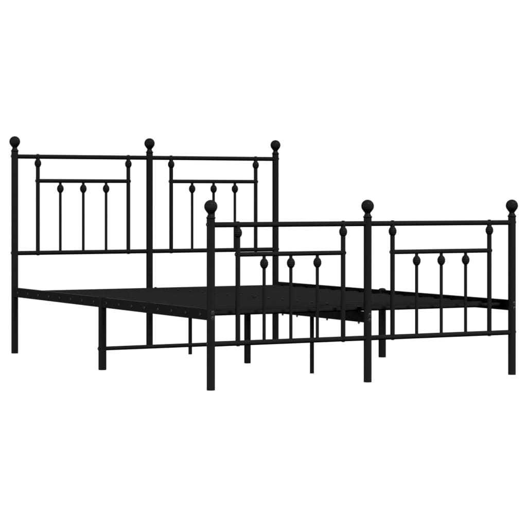 vidaXL Bedframe met hoofd- en voeteneinde metaal zwart 140x200 cm afbeelding