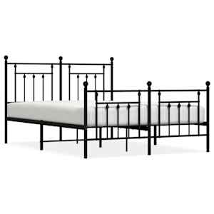 Kovový rám postele s hlavovým a nožním čelem černý 150 x 200 cm - obrázek 2