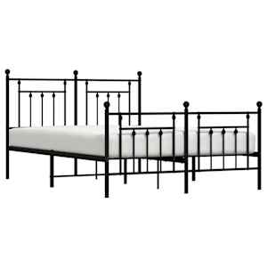 Kovový rám postele s hlavovým a nožním čelem černý 150 x 200 cm - obrázek 5