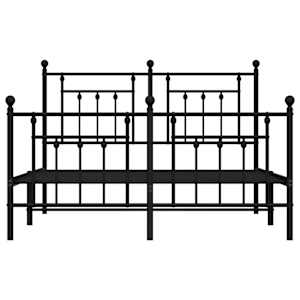 Kovový rám postele s hlavovým a nožním čelem černý 150 x 200 cm - obrázek 6