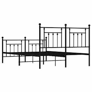 Kovový rám postele s hlavovým a nožním čelem černý 150 x 200 cm - obrázek 8