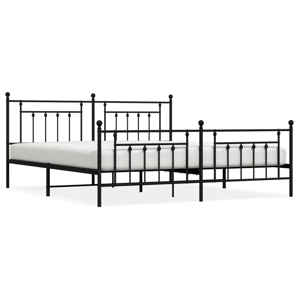 VidaXL Bedframe Met Hoofd- En Voeteneinde Metaal Zwart 200x200 Cm