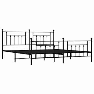 Kovový rám postele s hlavovým a nožním čelem černý 200 x 200 cm - obrázek 3