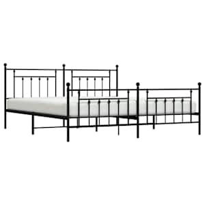 Kovový rám postele s hlavovým a nožním čelem černý 200 x 200 cm - obrázek 5