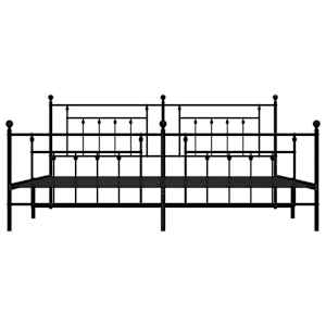 Kovový rám postele s hlavovým a nožním čelem černý 200 x 200 cm - obrázek 6