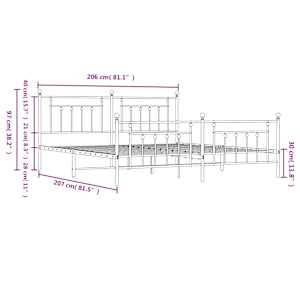 Kovový rám postele s hlavovým a nožním čelem černý 200 x 200 cm - obrázek 10