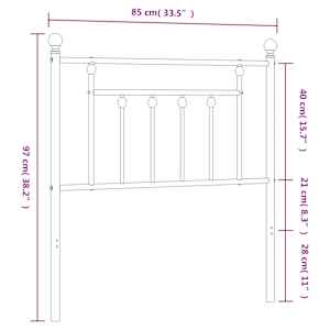 Kovové náhradní čelo postele černé 80 cm - obrázek 7