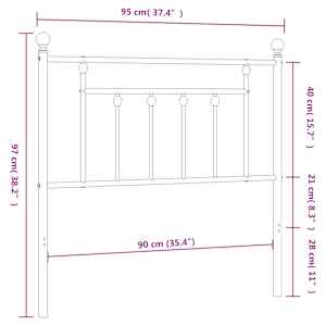 Kovové náhradní čelo postele černé 90 cm - obrázek 7