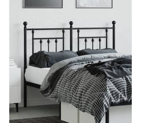 vidaXL Tăblie de pat metalică, negru, 120 cm