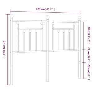 Kovové náhradní čelo postele černé 120 cm - obrázek 7