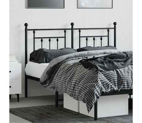 vidaXL Tăblie de pat metalică, negru, 140 cm