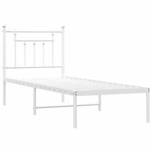 Kovový rám postele bez matrace s čelem bílý 75 x 190 cm - obrázek 3