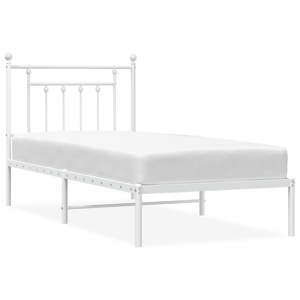 vidaXL Kovový rám postele s čelem bílý 80 x 200 cm
