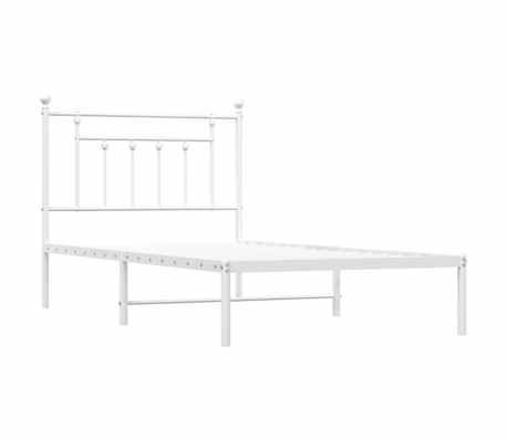 vidaXL Cadre de lit m&eacute;tal sans matelas et t&ecirc;te de lit blanc 100x190 cm