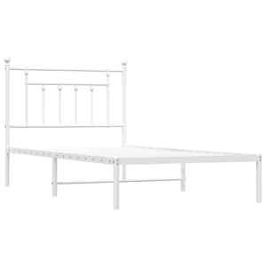 vidaXL Cadre de lit m&eacute;tal sans matelas et t&ecirc;te de lit blanc 100x190 cm