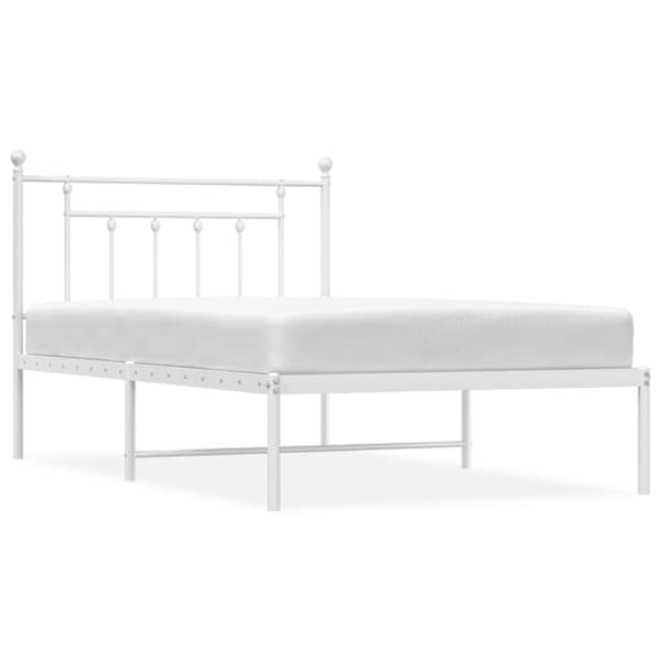 vidaXL metallist voodiraam peatsiga, valge, 100x200 cm