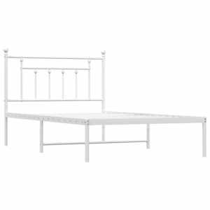 Kovový rám postele s čelem bílý 107 x 203 cm - obrázek 3