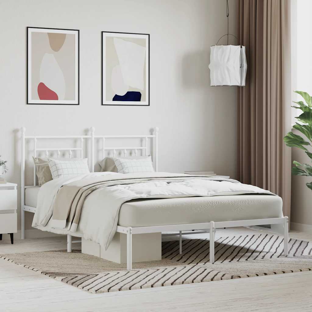 vidaXL Bettgestell mit Kopfteil Metall Weiß 140x200 cm