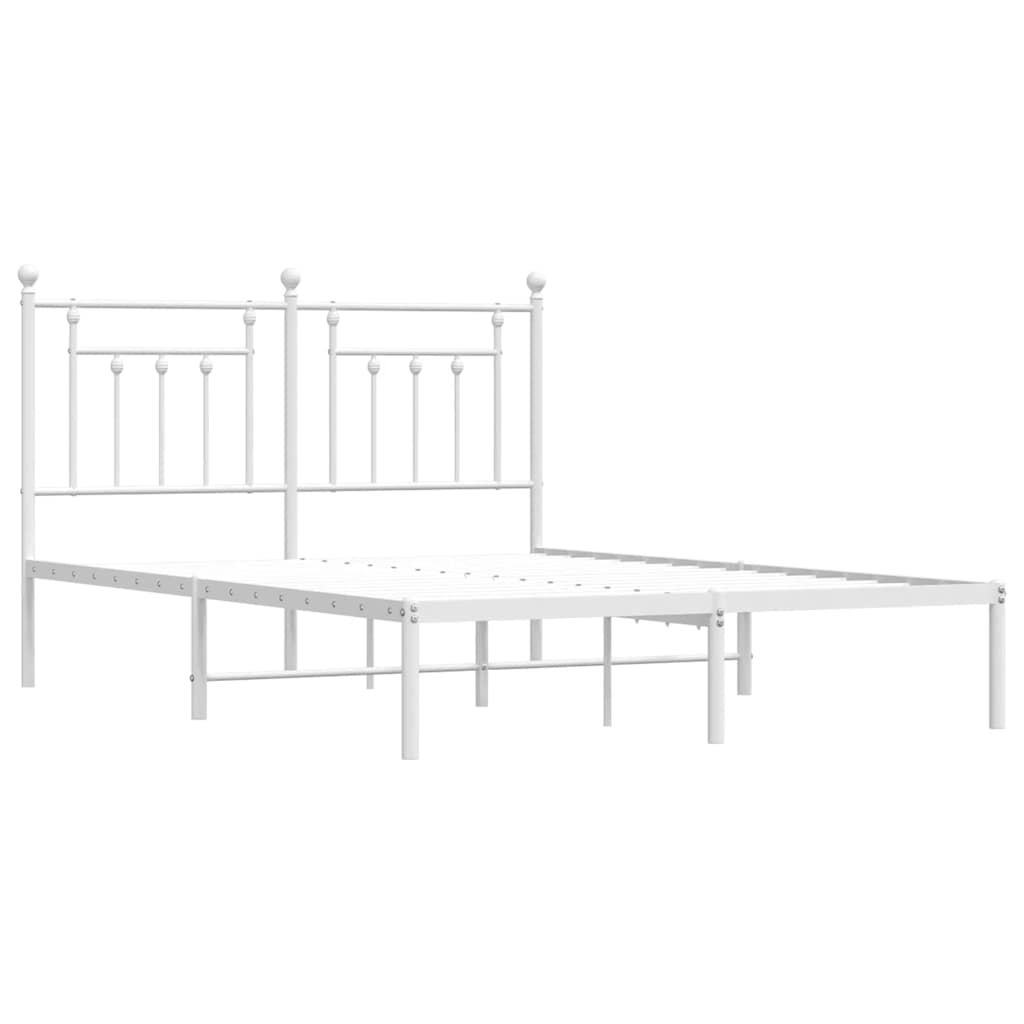 vidaXL Bedframe met hoofdbord metaal wit 150x200 cm afbeelding