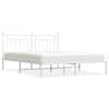vidaXL metallist voodiraam peatsiga, valge, 180x200 cm