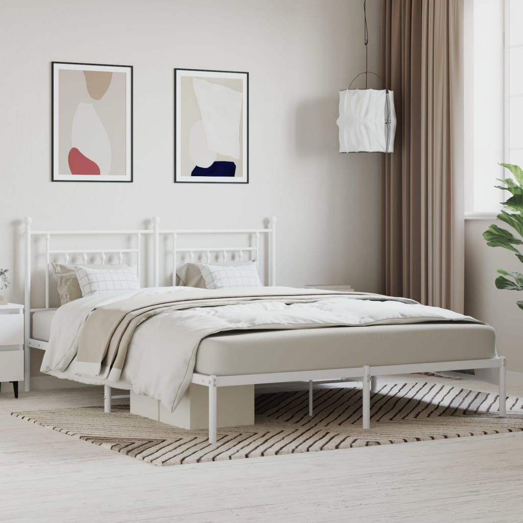 Kovový rám postele s čelem bílý 180 x 200 cm