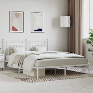 Kovinski posteljni okvir z vzglavjem bel 180x200 cm