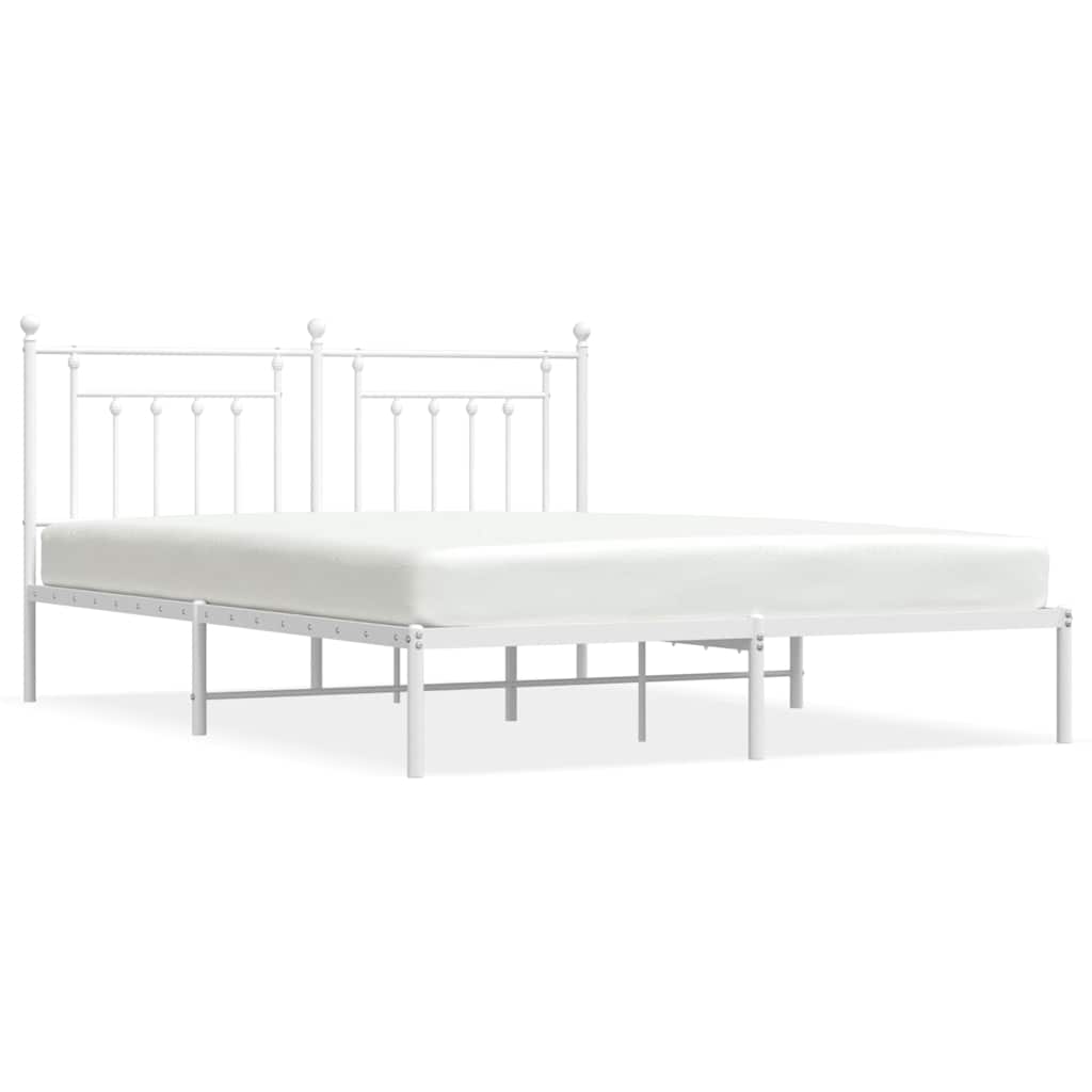 vidaXL Kovový rám postele s čelem bílý 183 x 213 cm